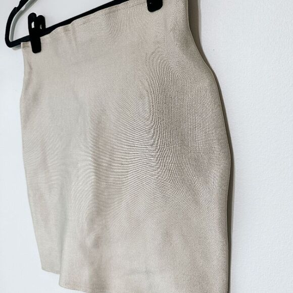 High-Waisted Metallic Beige Bandage Skirt Size L - Picture 5 of 7